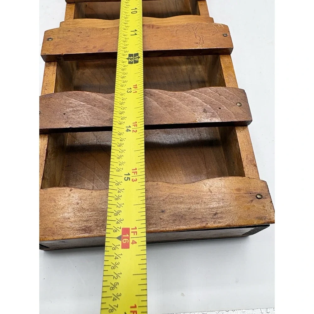 Vintage Colonial Hanging Wood Mail Holder Rack Eagle Accent Americana MCM Japan